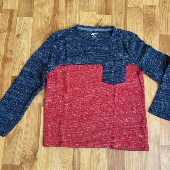Color-blocked sweater knit long sleeve pocket tee Old Navy Boys Medium - Picture 2 of 5
